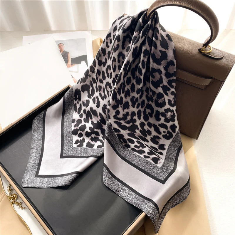 Neckerchief Female Luxury Square Scarf for Women Silk Feeling Shawl Satin Hijab Fashion Wraps Hair Bands Ribbon Headband Bandann Quick Pick Grocers